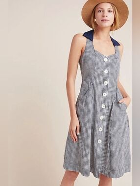 💛 73. Anthropologie Size 14 Camellia Gingham Dress